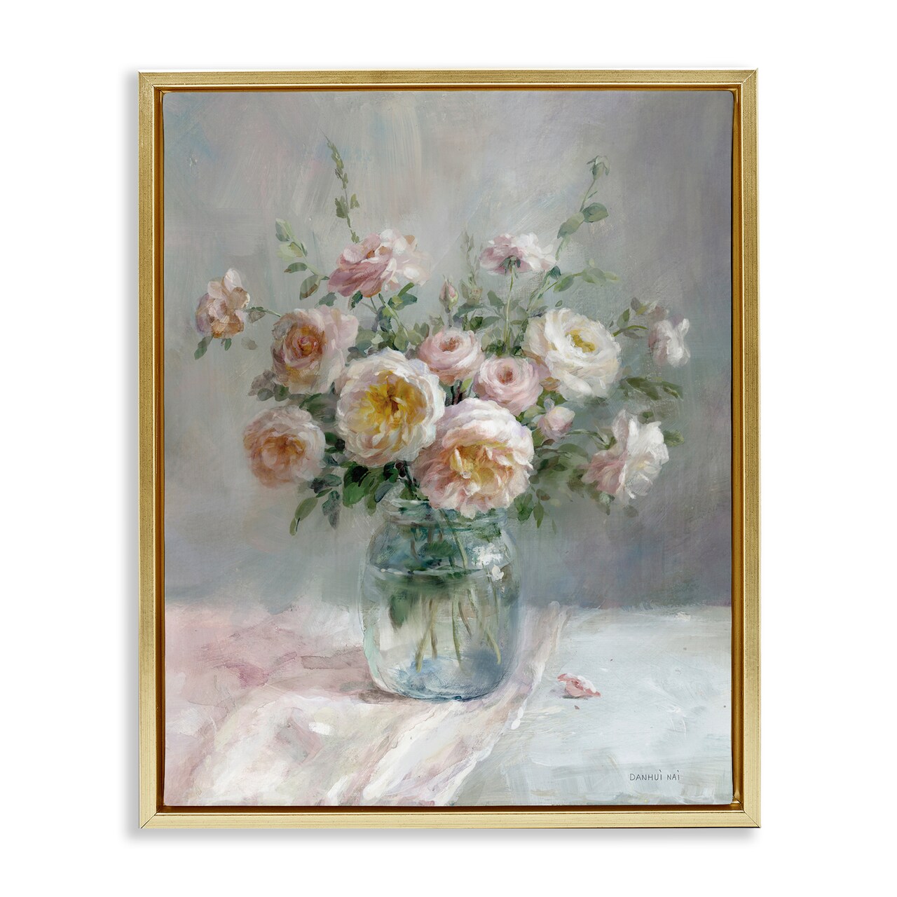 Stupell Industries Romantic Rose Bouquet in Jar Floating Frame By Danhui Nai